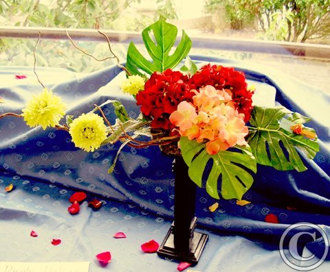 bougeoir aux hortensias