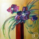 Fleurs sur fond ocre